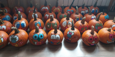 Painted pumpkins for sale. Size from 1.5 to 3.5