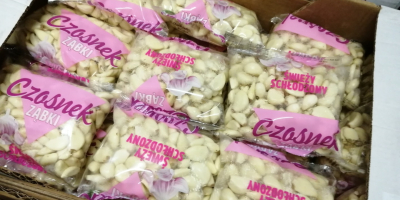 peeled garlic, packaging from 500g to 10 kg, certificate,
