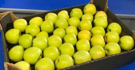 Le mele sono confezionate in scatole così come molti