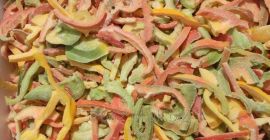 I will buy frozen mixed peppers cut into strips,