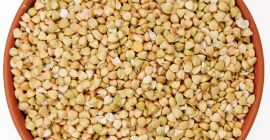 Wir bieten gespaltene gelbe Erbsen, grünen Buchweizen und Hirse