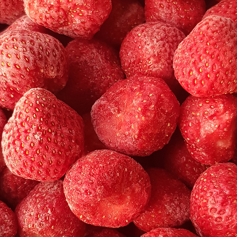 Frozen strawberries. Class A, B, Jam Raw materials used
